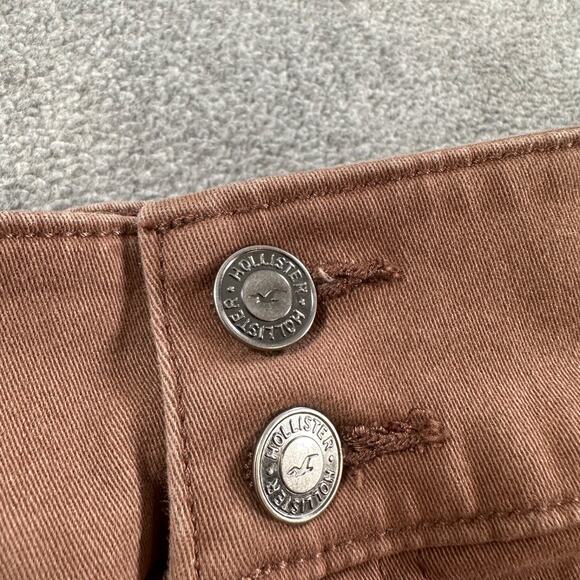 Hollister High Rise Mini Skirt Size X-Small Brown Denim Pleated Hem Y2k - Picture 2 of 9